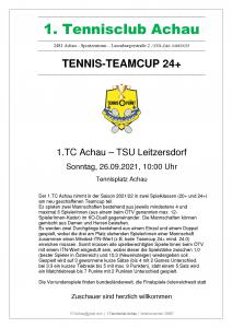 Teamcup 24: 1.TC Achau - TSU Leitzersdorf / Sonntag 26.09.2021 / 10:00 Uhr am Tennisplatz Achau
