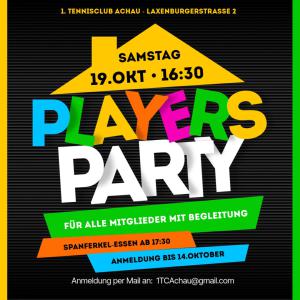 Playersparty - Samstag 19.Oktober / 16:30 Uhr