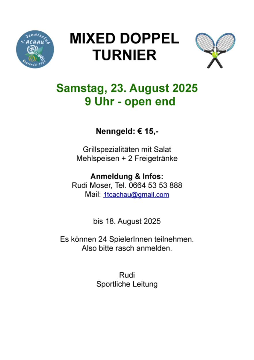 Mixed Doppel Turnier 23.08.2025